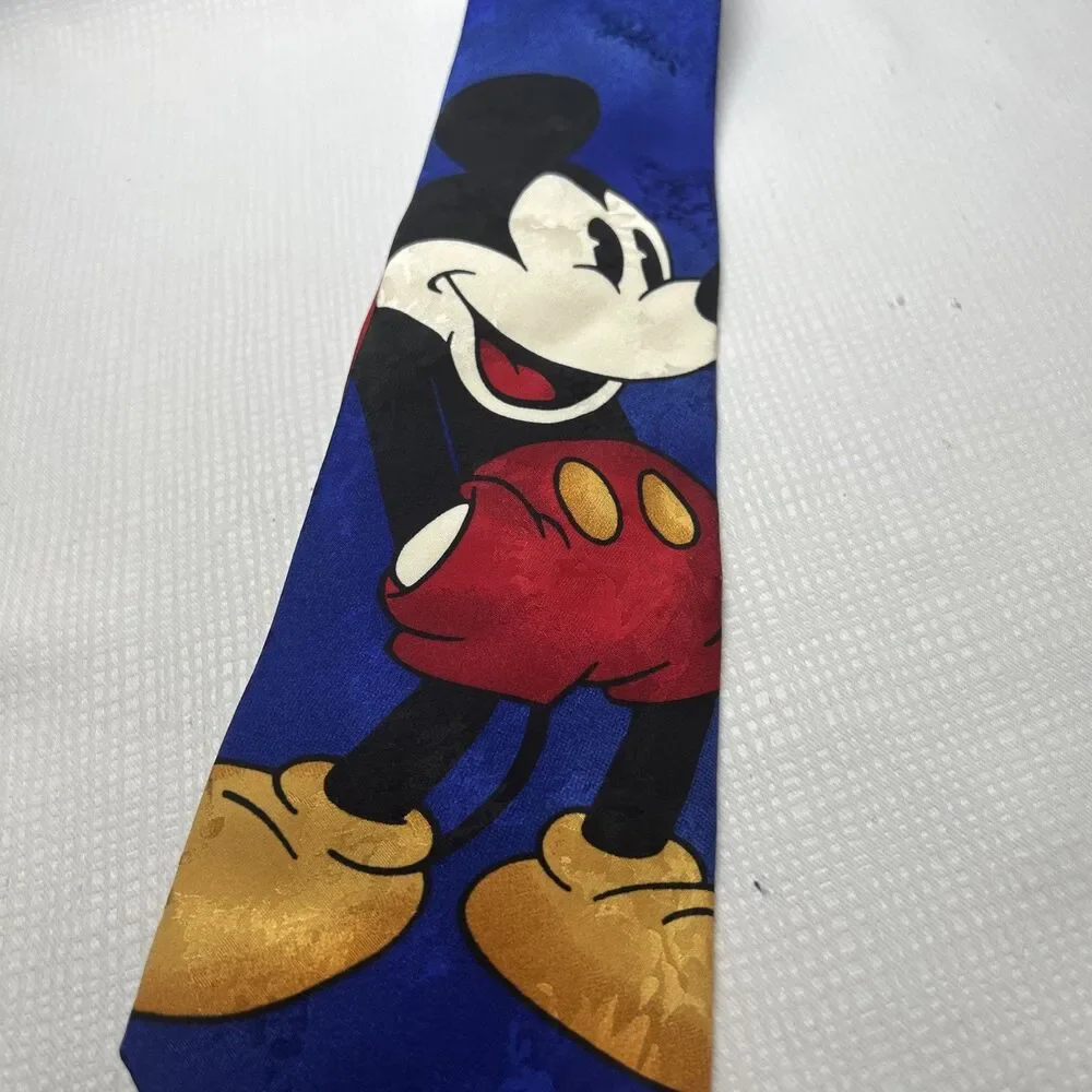 The Disney Store Mickey Mouse Blue Men's Tie 100% Silk Primary Colors 60” L